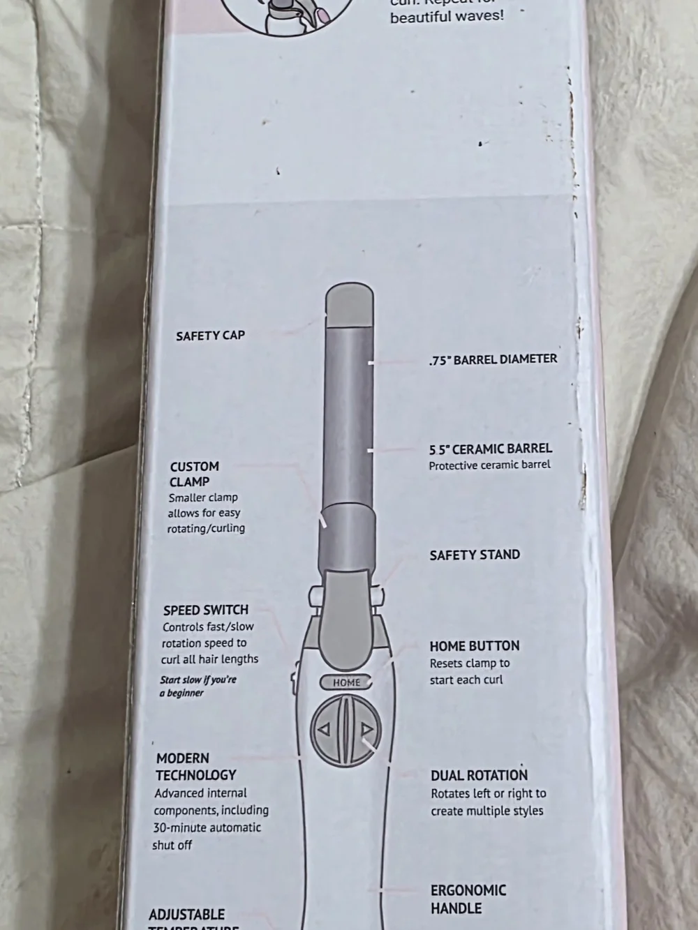 Beachwaver S1.75 Ceramic Rotating Curling Iron - White/Pink
